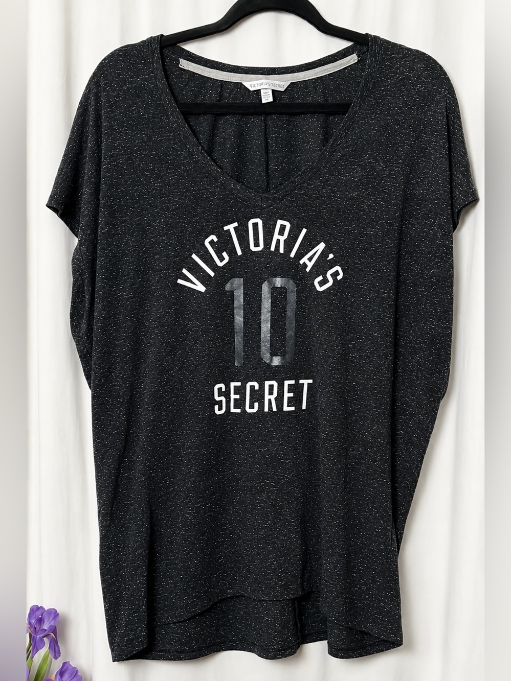 Victoria's Secret Black Oversized Draped Short Sleeve Graphic Tee Size Small